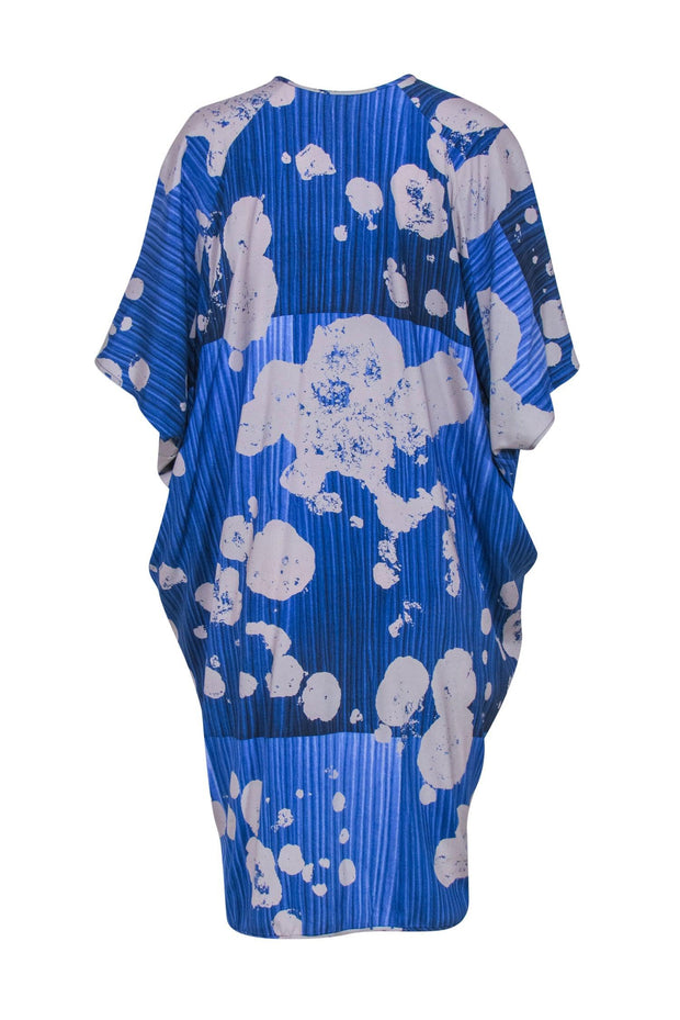 Current Boutique-Zero + Maria Cornejo - Blue Splatter Print Silk Kaftan Coverup OS