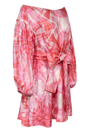 Current Boutique-Zimmermann - Pink & Orange Tie-Dye Print Balloon Sleeve Dress Sz 2