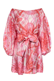 Current Boutique-Zimmermann - Pink & Orange Tie-Dye Print Balloon Sleeve Dress Sz 2