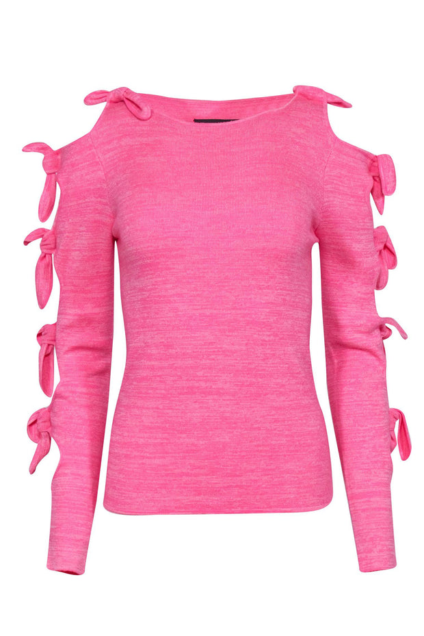 Current Boutique-Zoe Jordan - Hot Pink Heather Wool & Cashmere Blend Long Sleeve Pull-Over Sz M/L